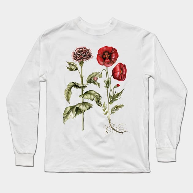 Carnation and Poppies Long Sleeve T-Shirt by ShealeenLouise